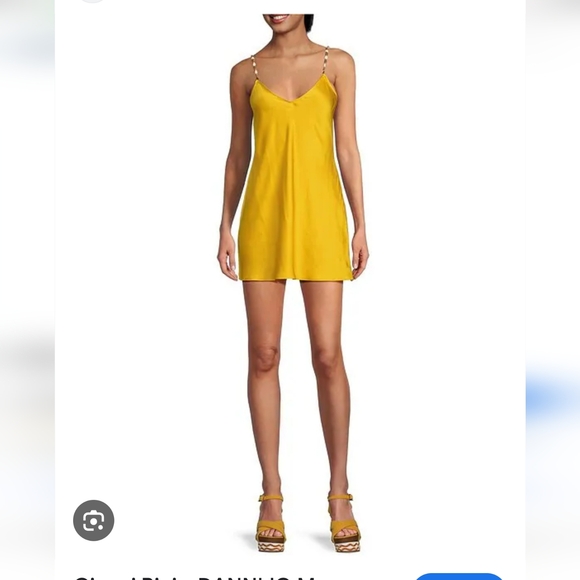 NWT Dannijo Satin Yellow Dress Gianni Bini Size L - Picture 6 of 7